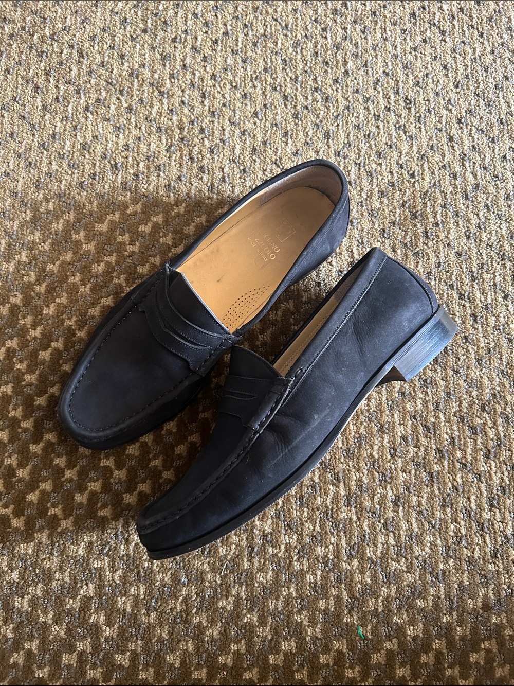 Luciano Razzuolo Classic Men's Black Suede Penny Loafers